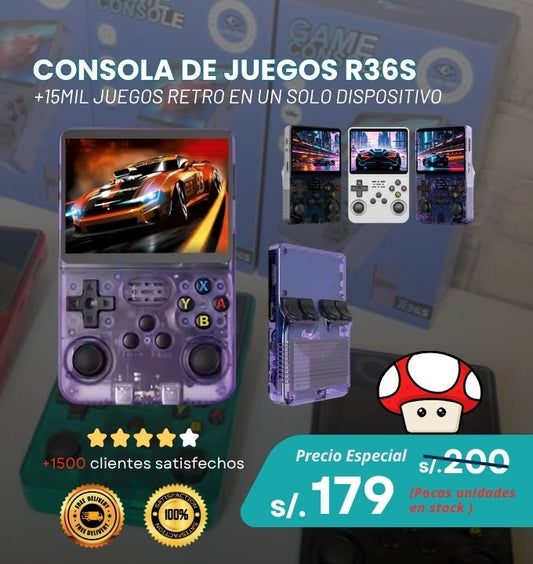 CONSOLA DE VIDEOJUEGO R36S +15MIL JUEGOS