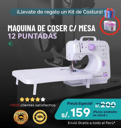 Máquina de Coser 12 Puntadas c/ Tablero
